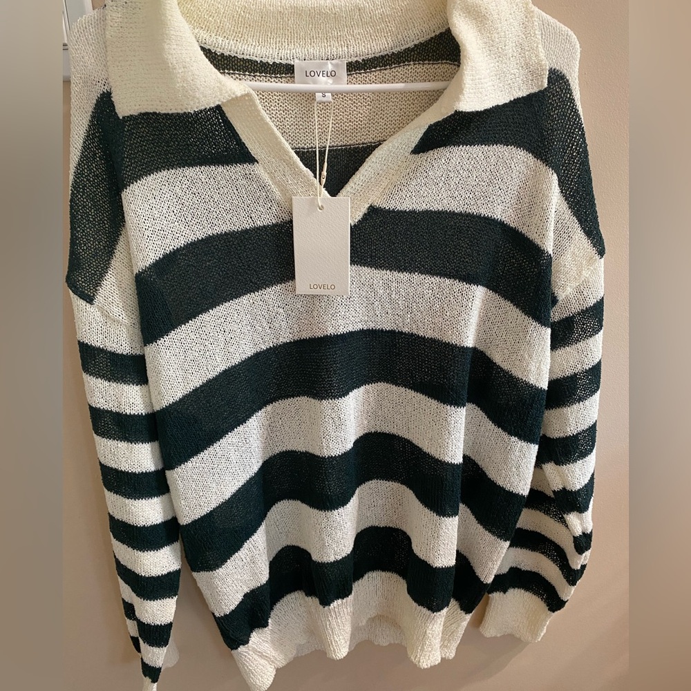 Striped Black and White Sweater  ( Brand- Lovelo )